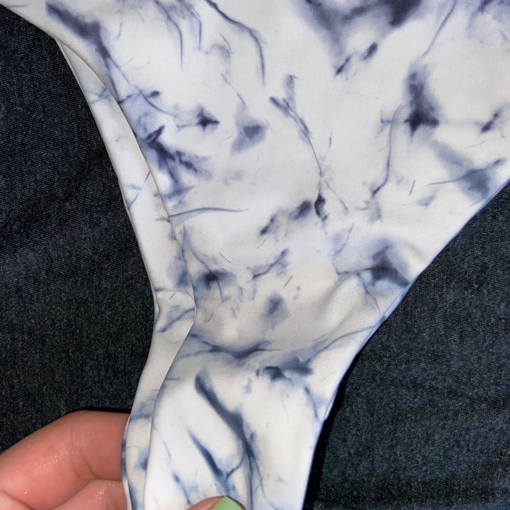 marble navy blue and white bikini
